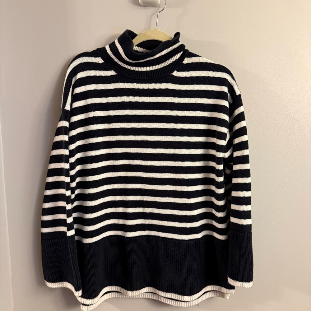 Marc O’Polo Organic Cotton Navy & Cream Striped Turtleneck Sweater Size M
